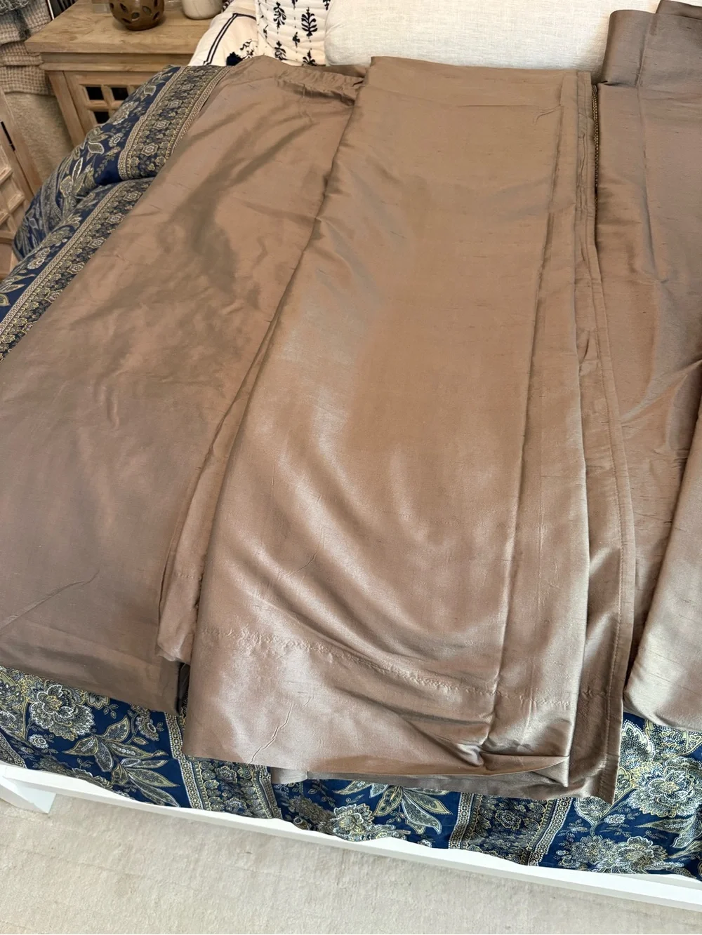Rare Pottery Barn light filtering silk dupioni Drapes set/3 84”